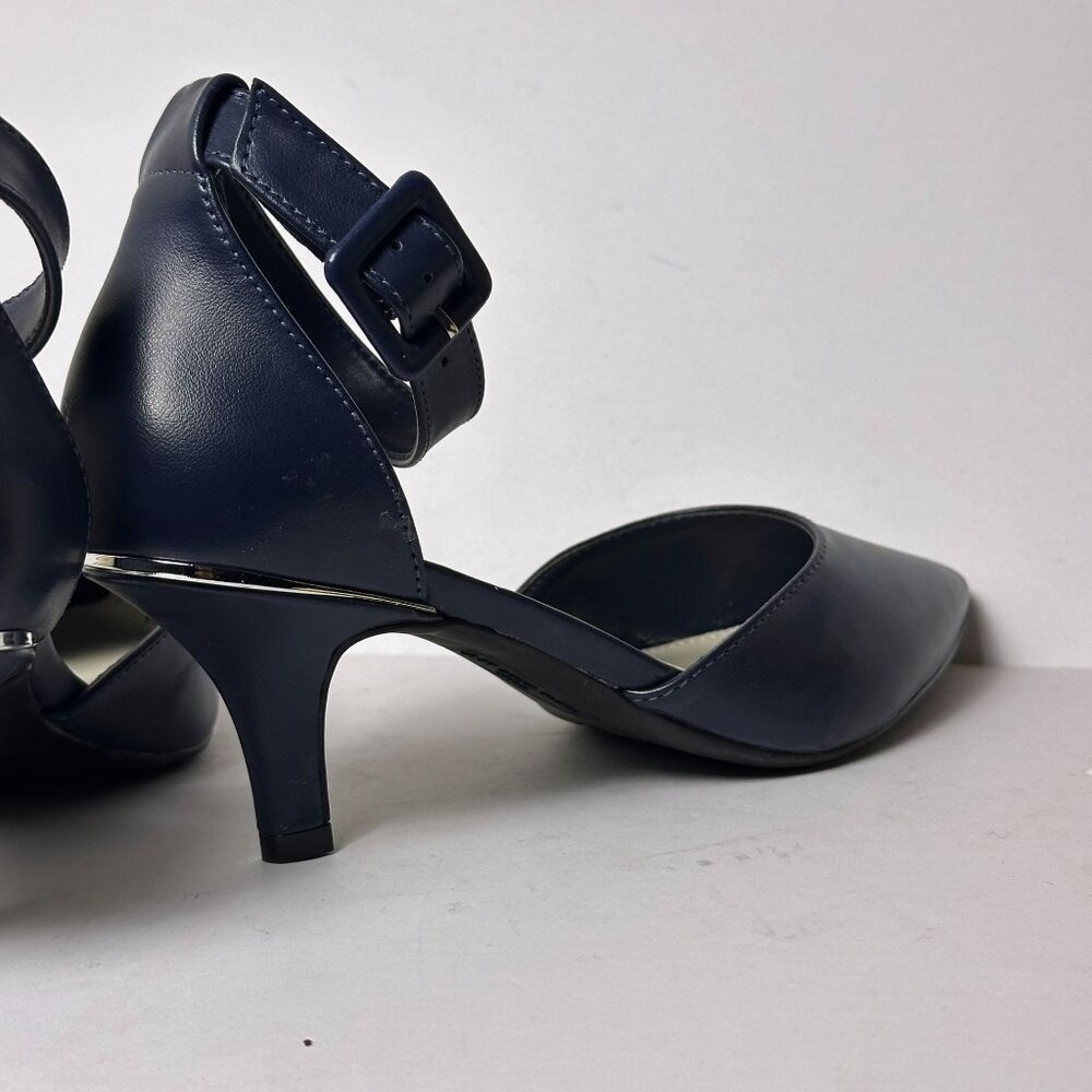 Anne Klein Ankle Strap Heels Women 9.5 Navy Blue Classy Special Occasion Shoes - Picture 4 of 16